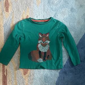 Mini Boden Green Fox Long Sleeve Shirt